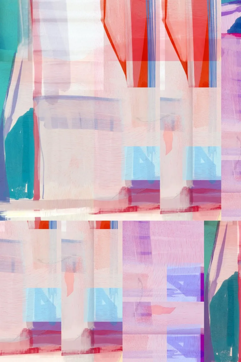 Forme blu e rosa n. 1 poster con telaio in legno da Cartissi