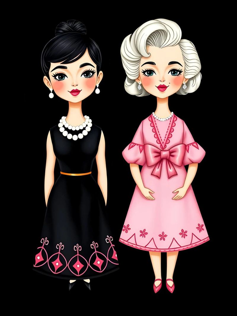 Marilyn Monroe con Audrey Hepburn metacrilato de COLLEEN CRAFTS
