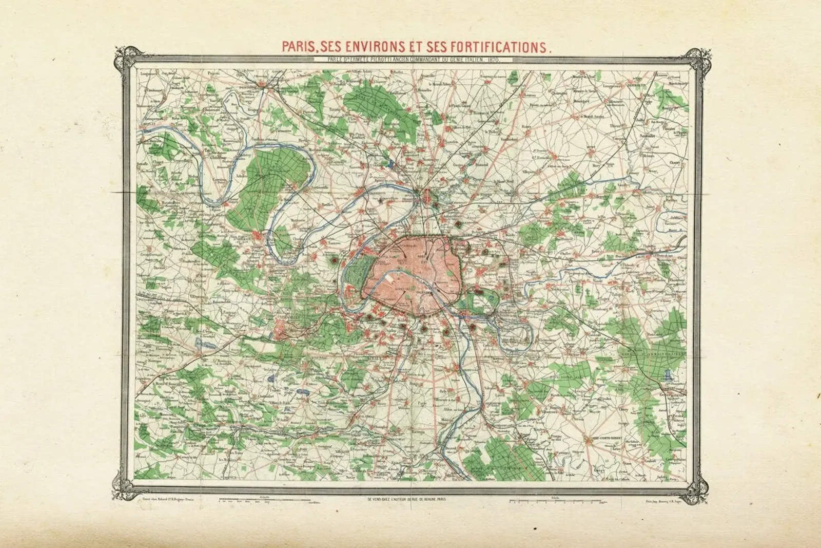 Erhard Map Of Paris And Vicinity, France tela con Cornice a cassetta da Artokoloro Quint Lox Ltd