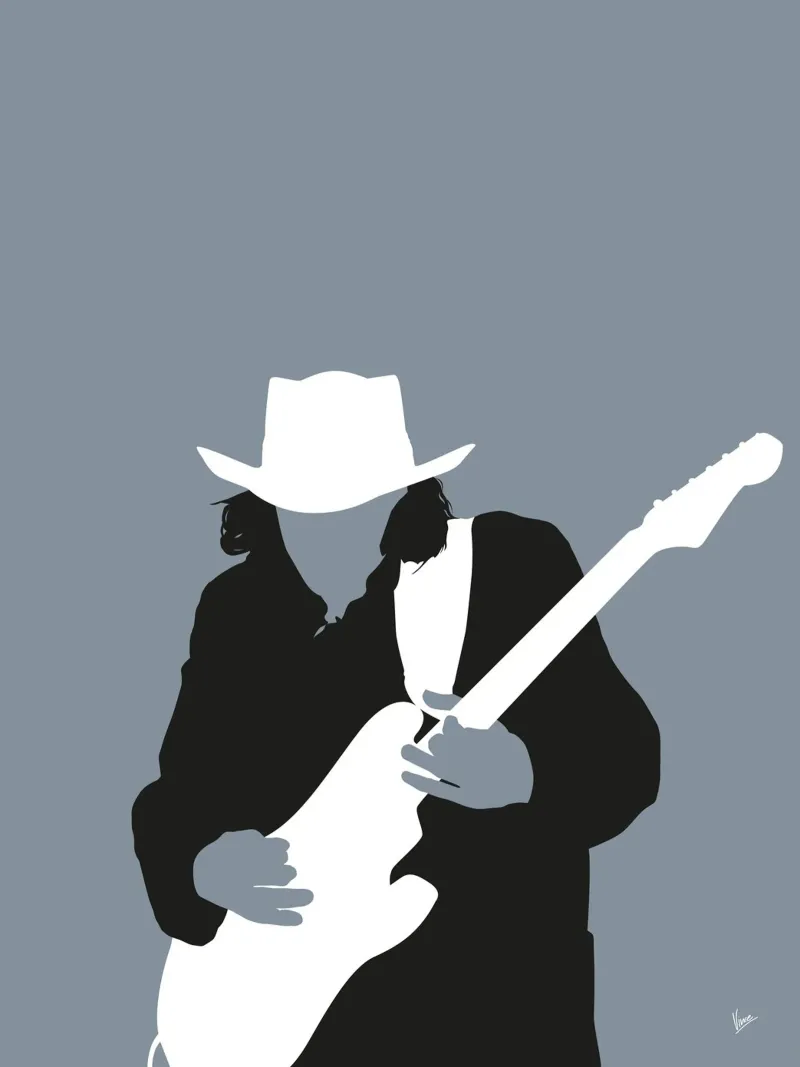 No087 Stevie Ray Vaughan poster con telaio in plastica da Iconic Rockstars
