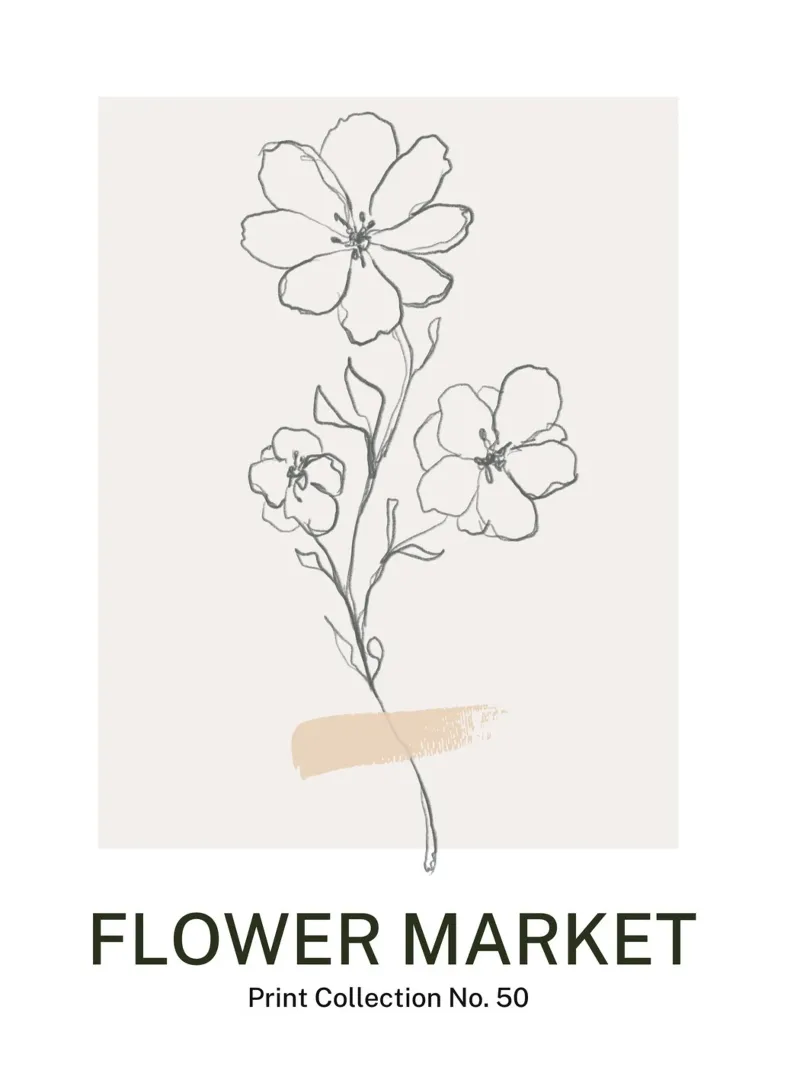 Bloemenmarkt poster met houten frame van Studio Remiér