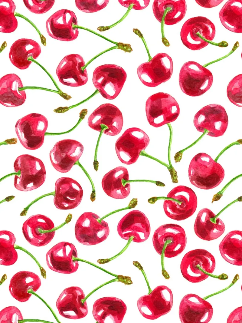 Watercolor cherries pattern canvas by Painted Nature