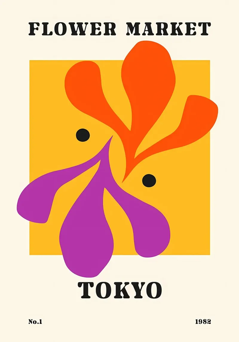 Mercato dei fiori di Tokyo poster con telaio in alluminio da diedrich