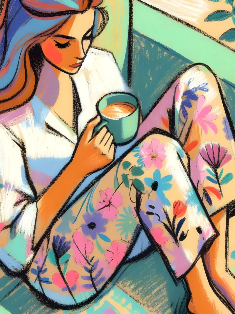 DONNA CALMA E RILASSATA CON IL CAFFÈ pellicola backlit da ARTOMATIC