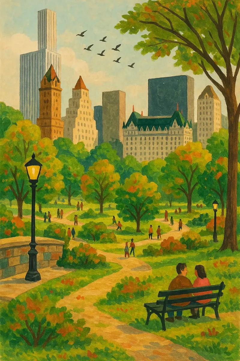 Passeggiata a Central Park - New York poster da Aquarevo