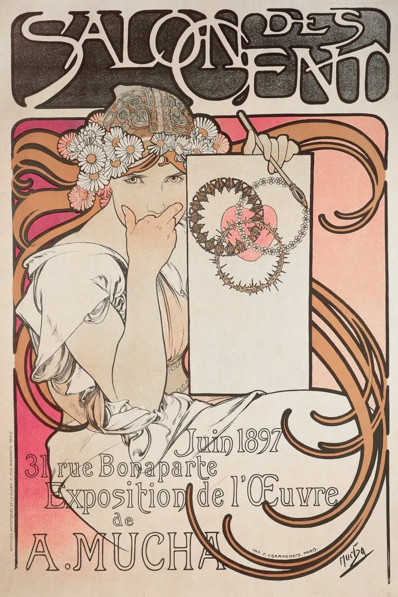 Alfons Mucha - Mostra Salon des Cents pellicola backlit da Old Masters