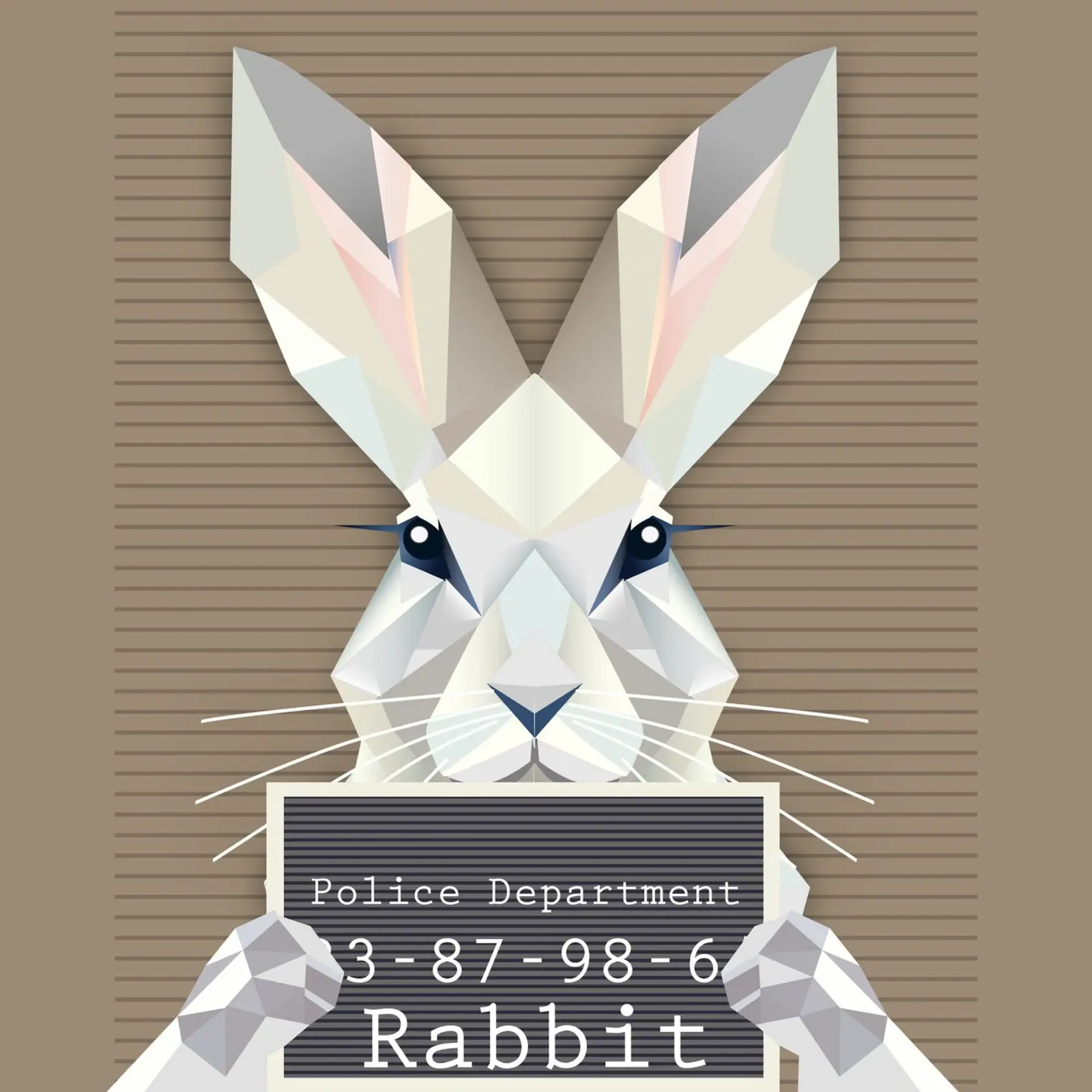 Rabbit Mugshot - Rabbit humour in geometry canvas with Floater frame by namosh