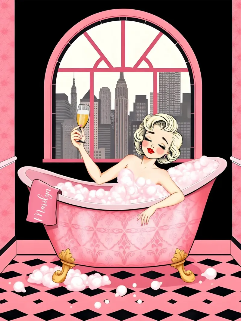 Marilyn Monroe in bagno pellicola backlit da COLLEEN CRAFTS