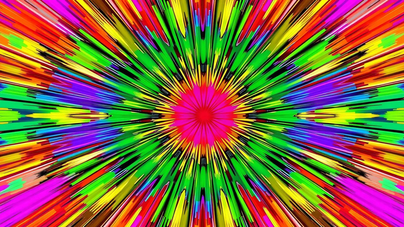 Vibrant abstract design with colorful radial burst pattern canvas by DesignDoodle