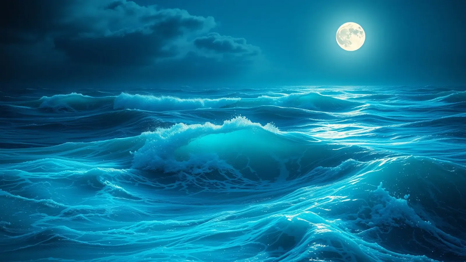 l'océan au clair de lune reflétant des vagues bleues sereines sous une nuit plexiglas de DesignDoodle