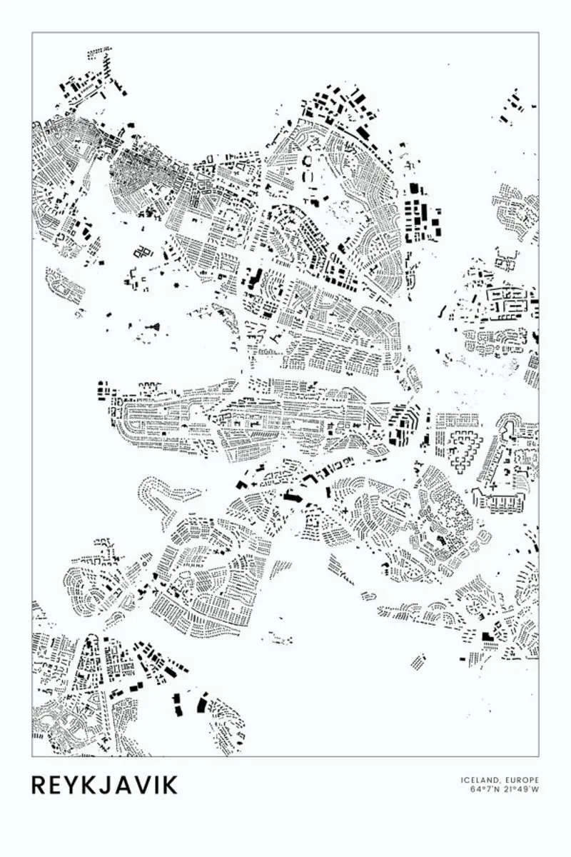 Reykjavik poster da The Cartography Collection