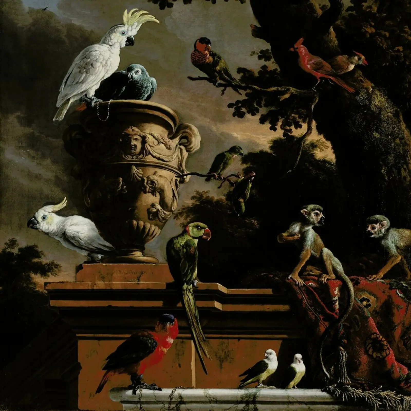 Birds and Monkeys poster con telaio in legno da Astër