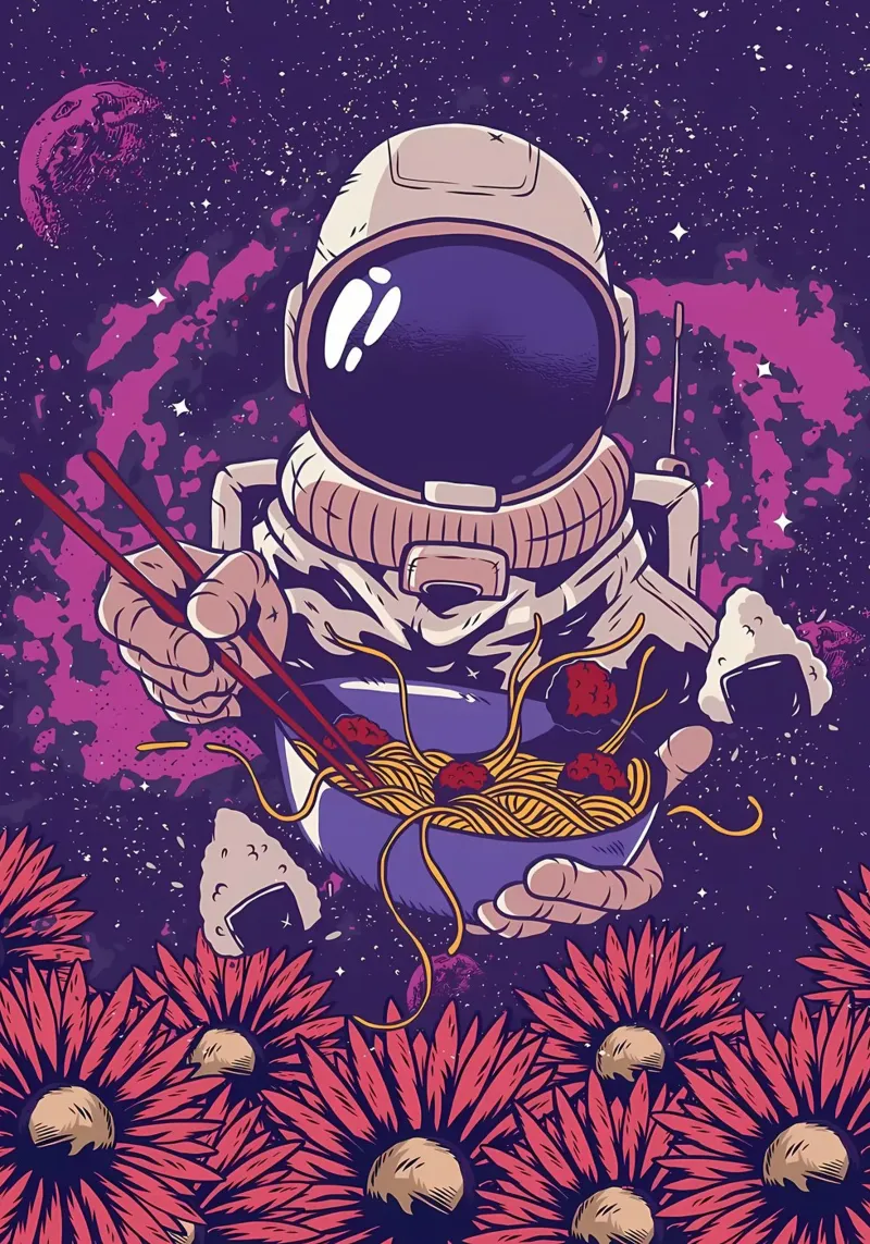 Astronauta Vaporwave Ramen pellicola backlit da diedrich