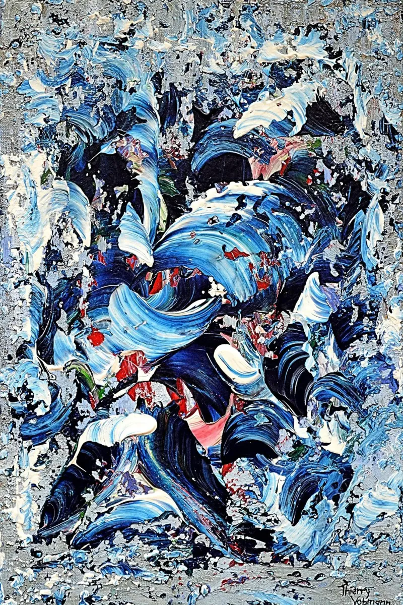 CASCADE BLEUE. carta hahnemühle da Thierry Vobmann Abstract painting