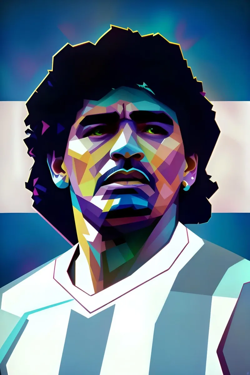 Maradona ritratto al neon poster con telaio in legno da BONANZA