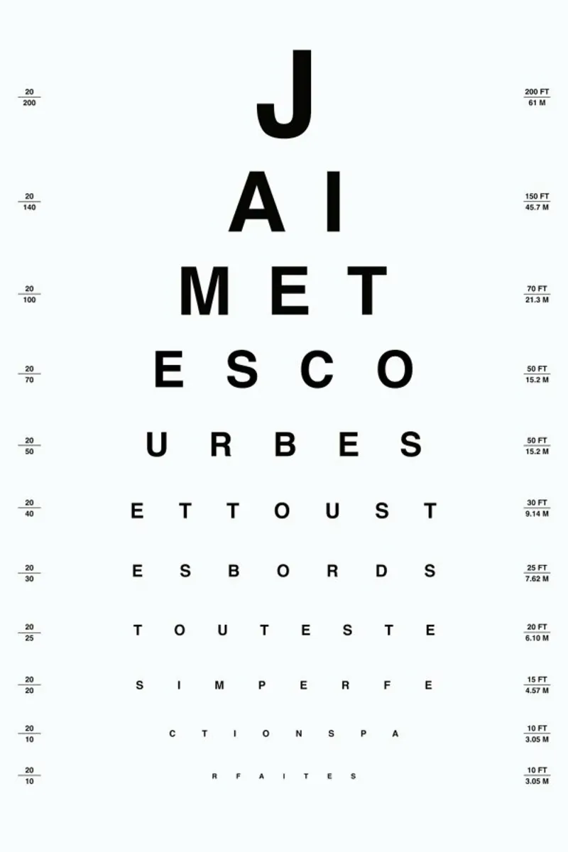 Eye Chart Je t'aime pellicola backlit da daylight design studio