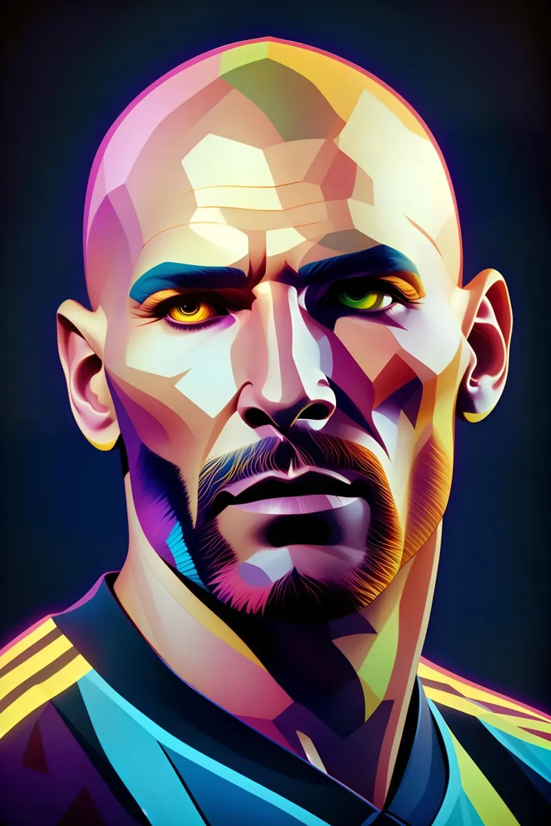 Il ritratto al neon di Zinedine Zidane poster con telaio in plastica da BONANZA