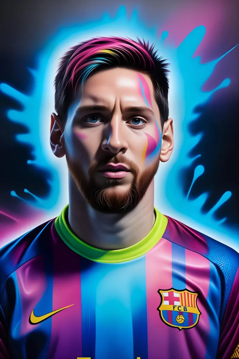Messi potrait neon pellicola backlit da BONANZA