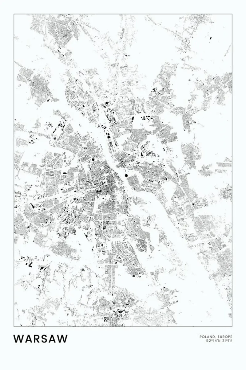 Warsaw poster con telaio in plastica da The Cartography Collection