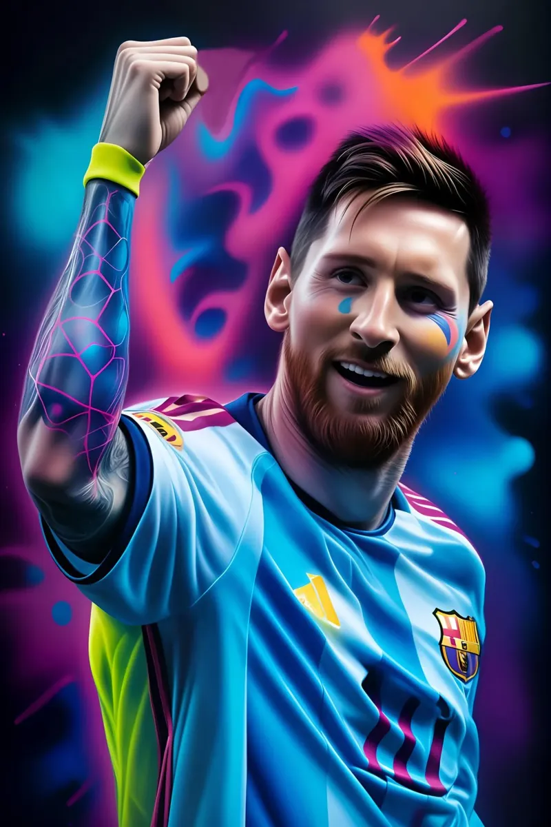 Messi potrait colorful neon plexiglass da BONANZA