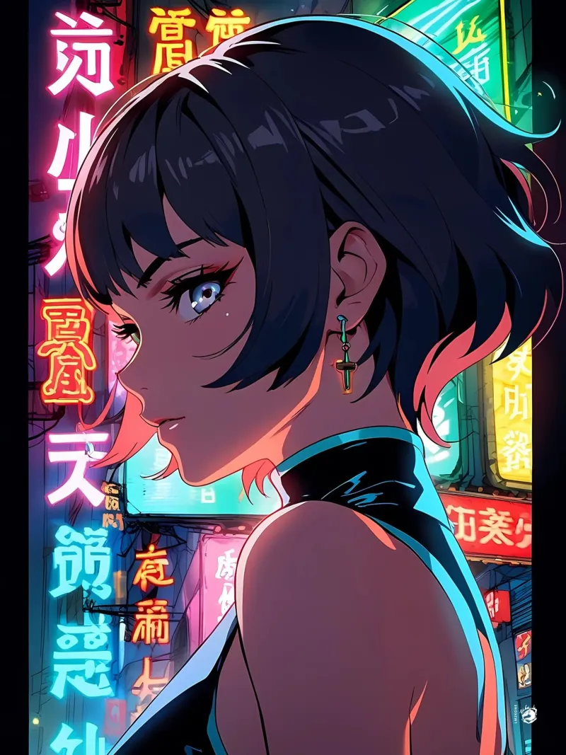 Cyberpunk Donna Neon pellicola backlit da LM2KONE