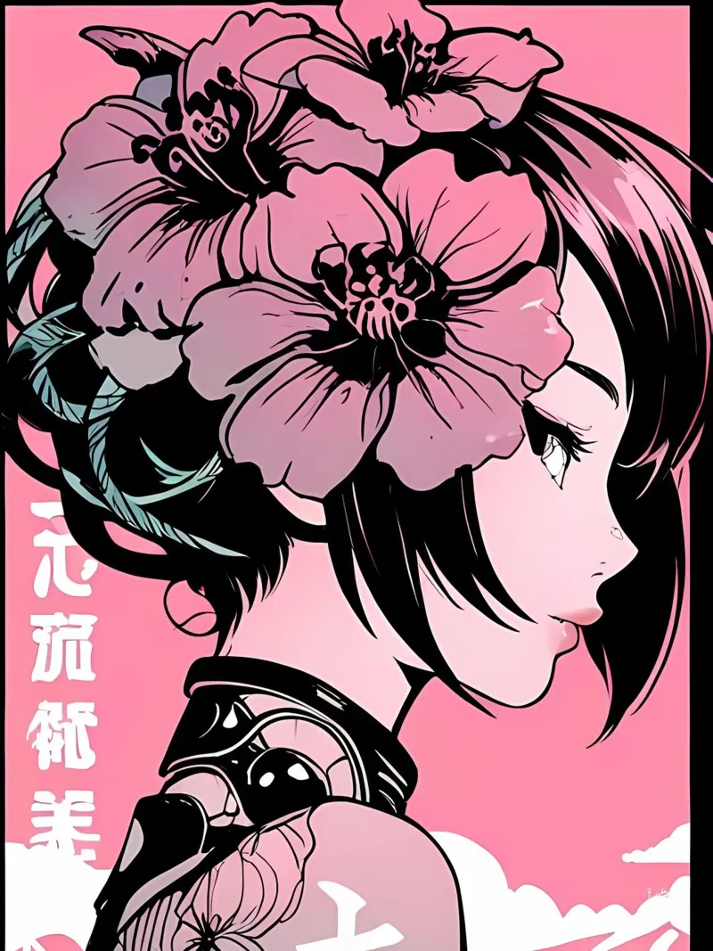 Fiori Cyberpunk anime pellicola backlit da LM2KONE