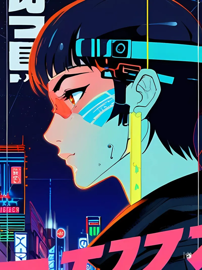 Neon Cyberpunk kanji Alu-Dibond von LM2KONE