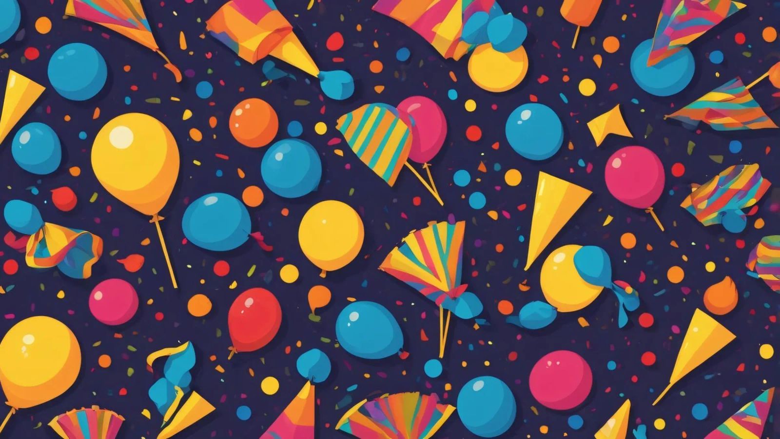 Buntes abstraktes Design mit Luftballons, Konfetti Leinwand von DesignDoodle