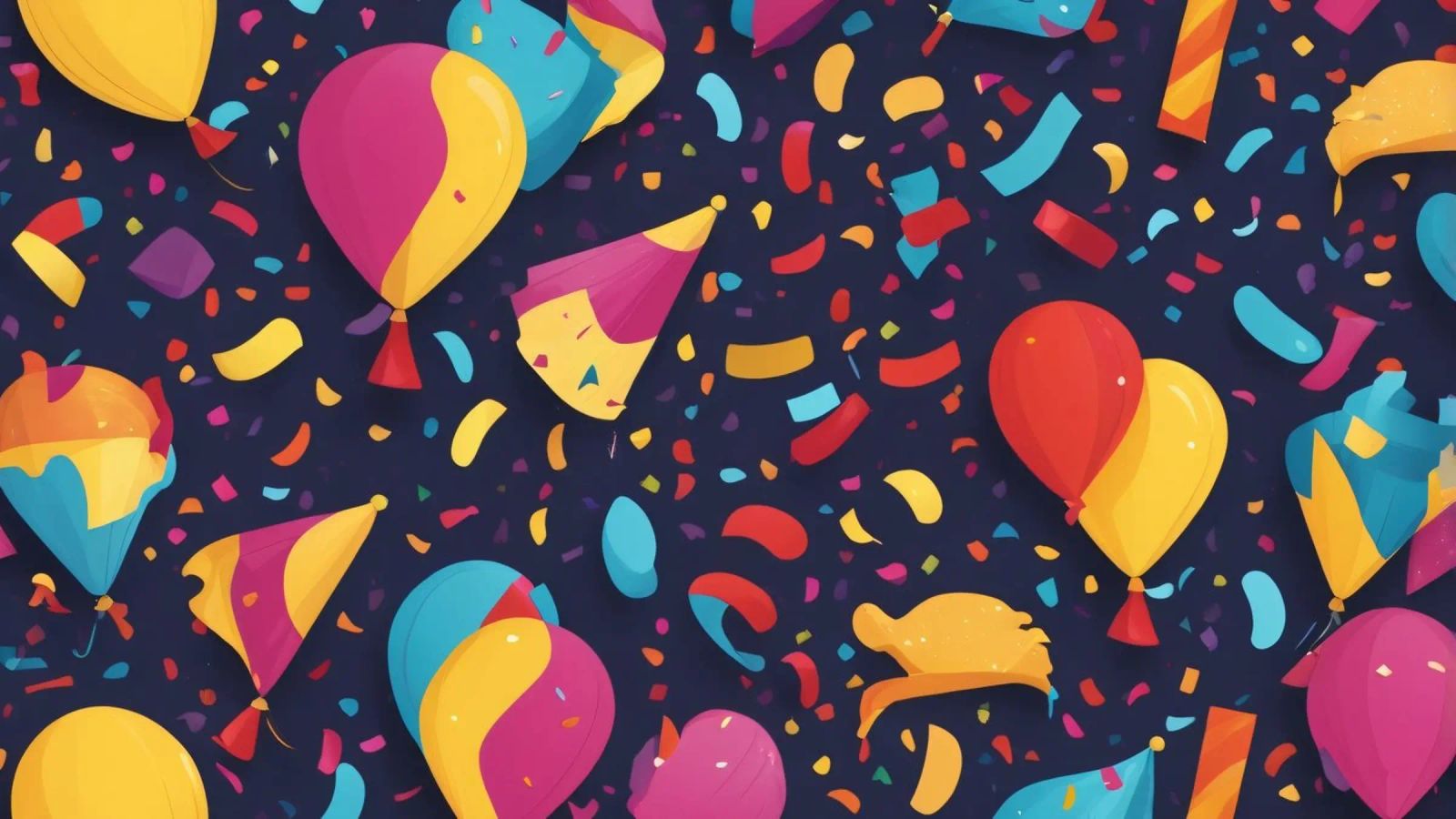 Colorful abstract design featuring balloons and confetti poster by DesignDoodle