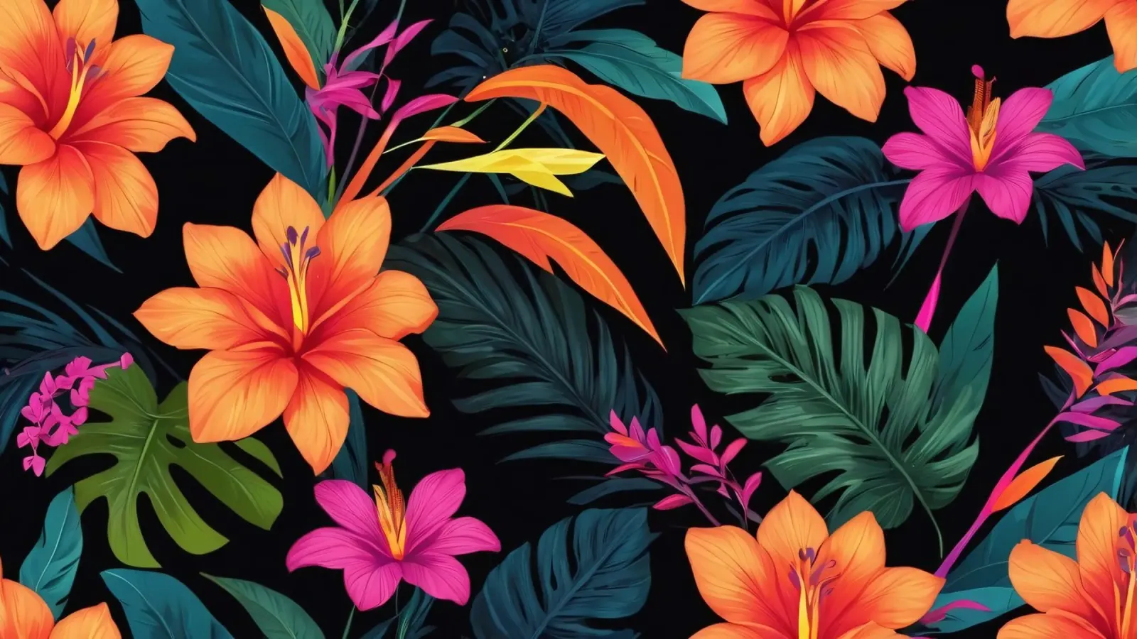 Kleurrijk bloemenabstract ontwerp met levendige tropische canvas met Baklijst van DesignDoodle