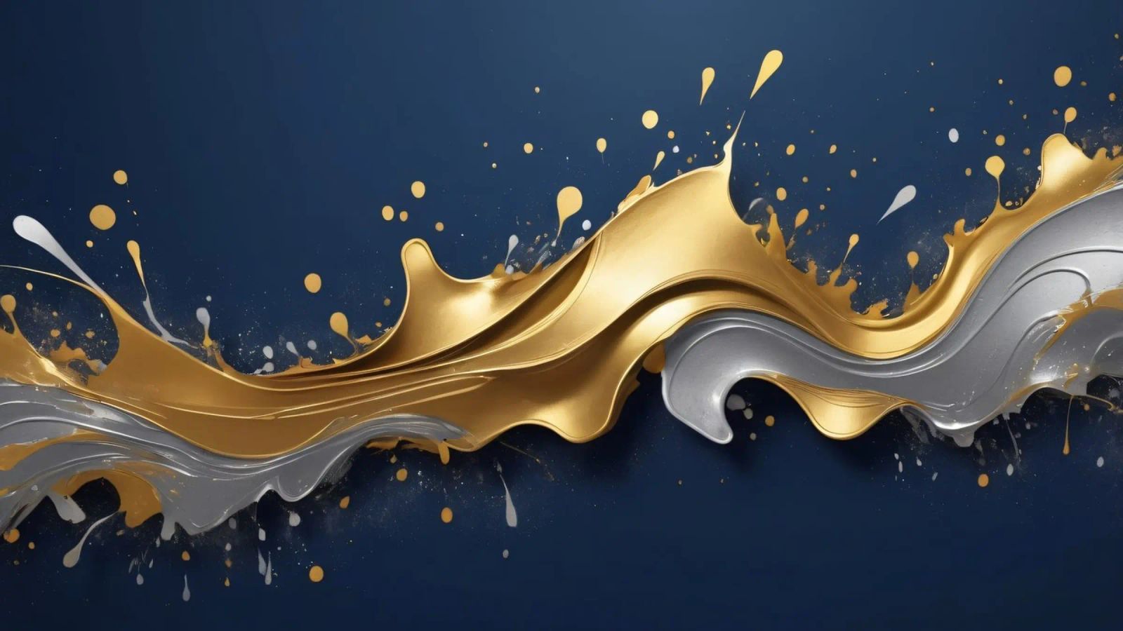design astratto con onde fluide in oro e argento alluminio dibond da DesignDoodle