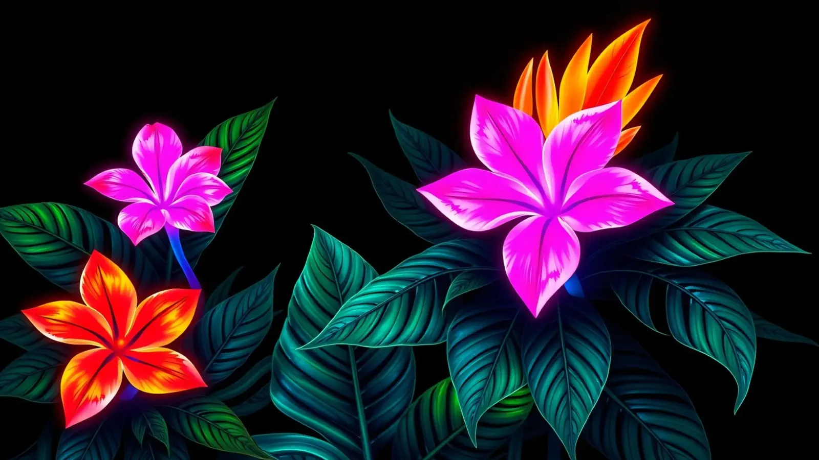 bloemmotief met heldere bloesems en weelderige groene bladeren canvas met Baklijst van DesignDoodle