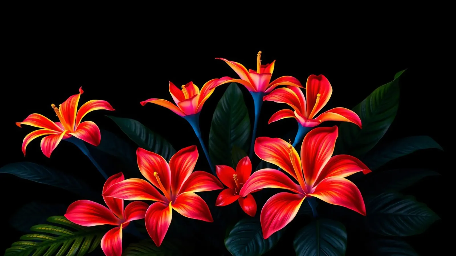 composizione floreale rossa e arancione pellicola backlit da DesignDoodle