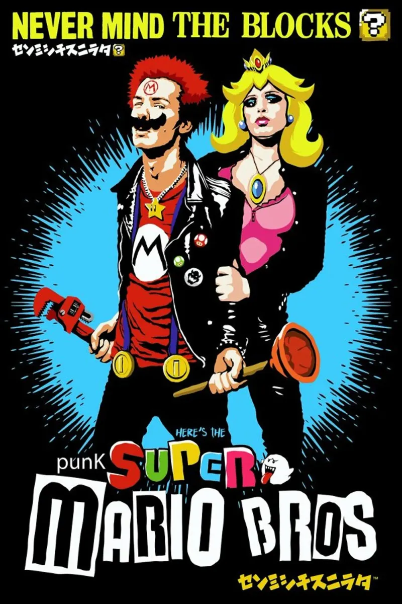 Punk Super Mario Bros - Never Mind the Blocks poster con telaio in plastica da Butcher Billy