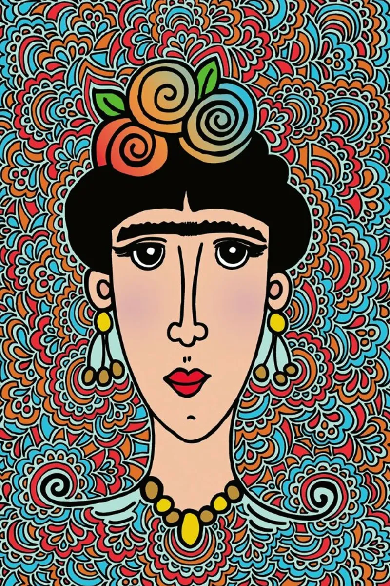 Flower Frida poster con telaio in alluminio da KP Design