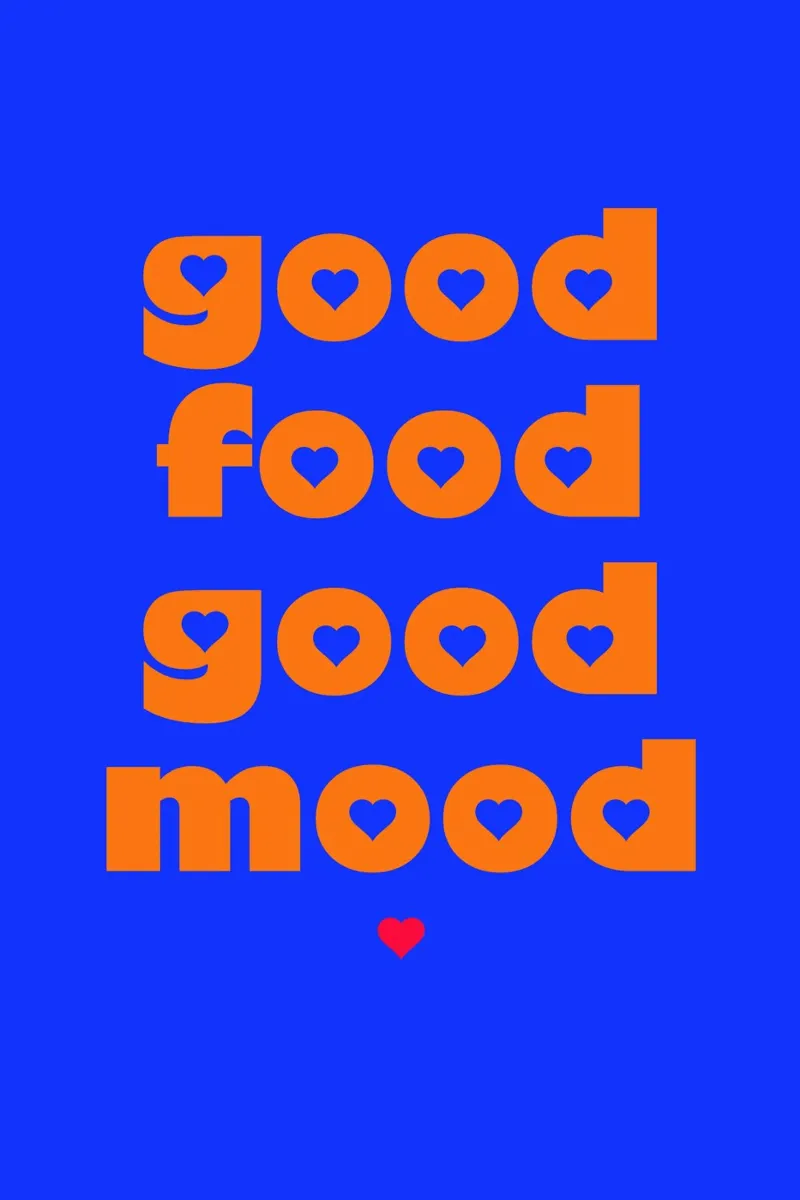 good food - good mood poster con telaio in legno da maramirage