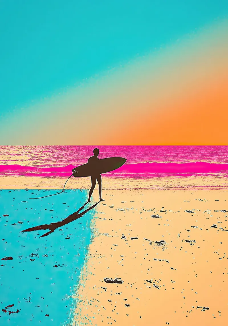 Surfing Sea Sun Beach Holiday Summer acrylic glass by Nikis Art Studio