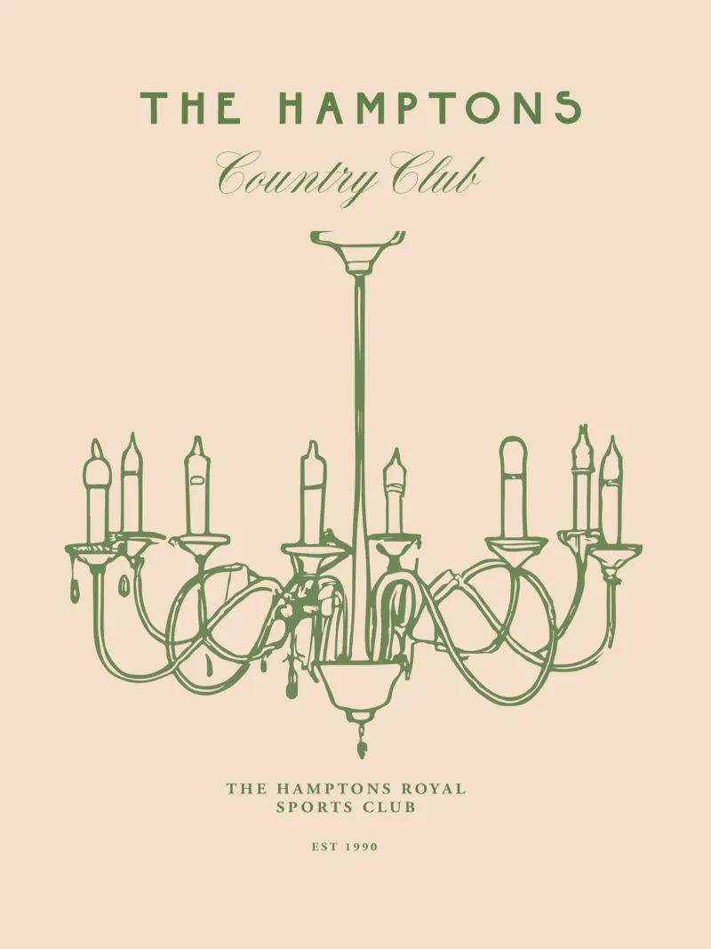 The Hamptons Country Club No 01 poster con telaio in legno da treechild