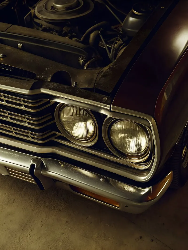 Dettaglio frontale di un'auto d'epoca pellicola backlit da CAR EDITION