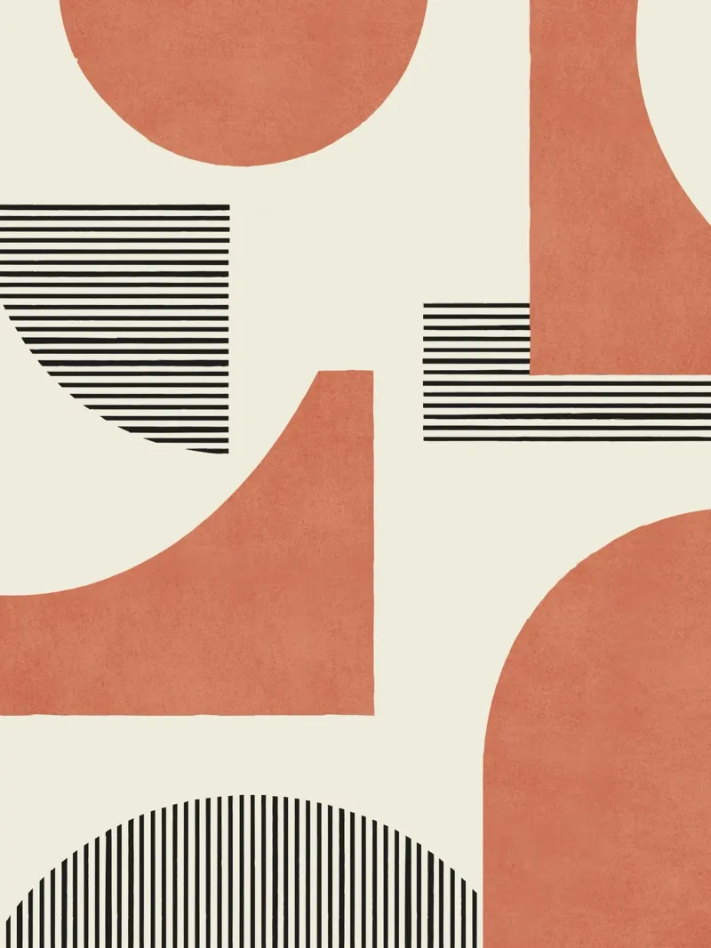 Abstrakte Linien Komposition - Orange Terrakotta Forex-Platte von MoonlightPrint