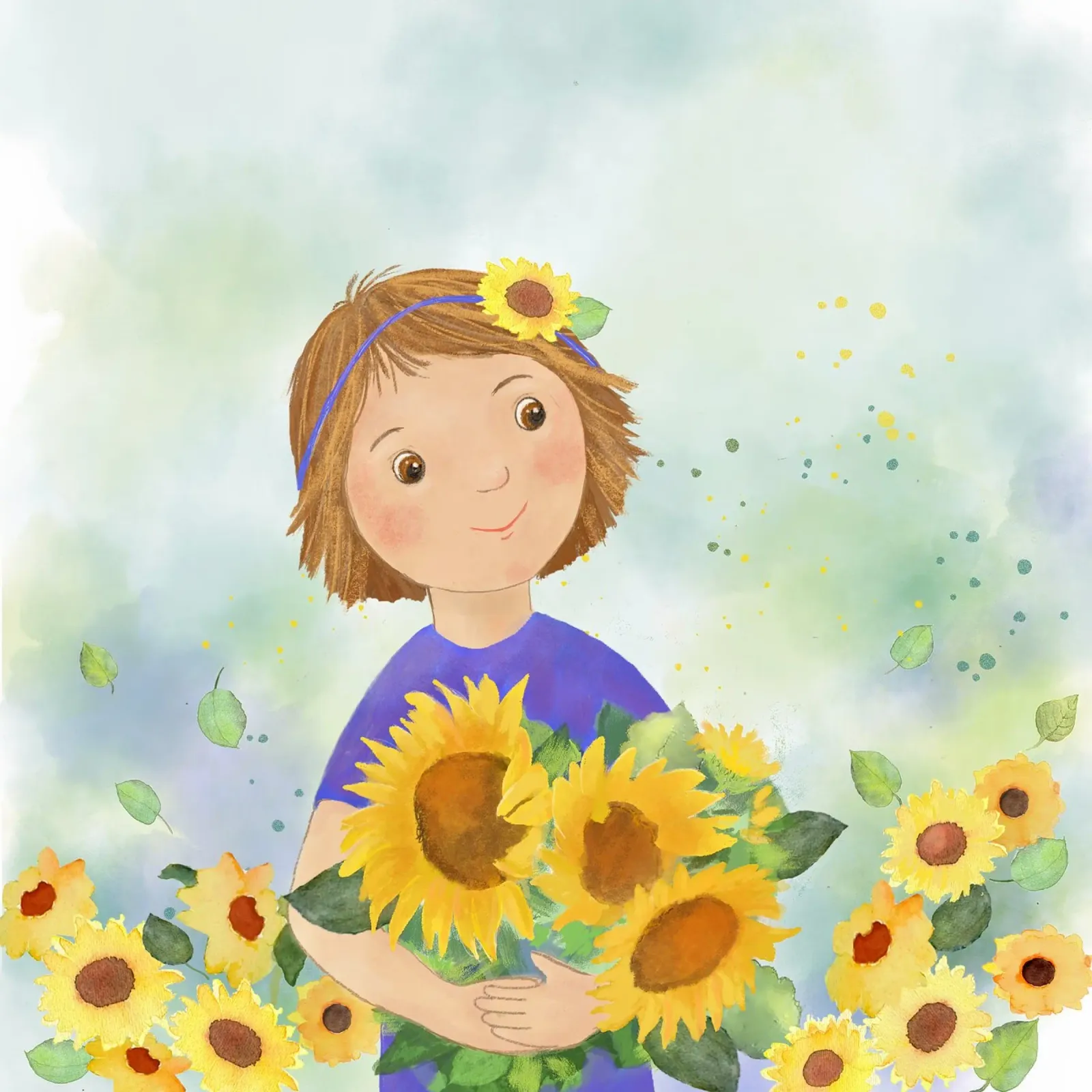 Mädchen mit Sonnenblumen plexiglass da Farbwelten