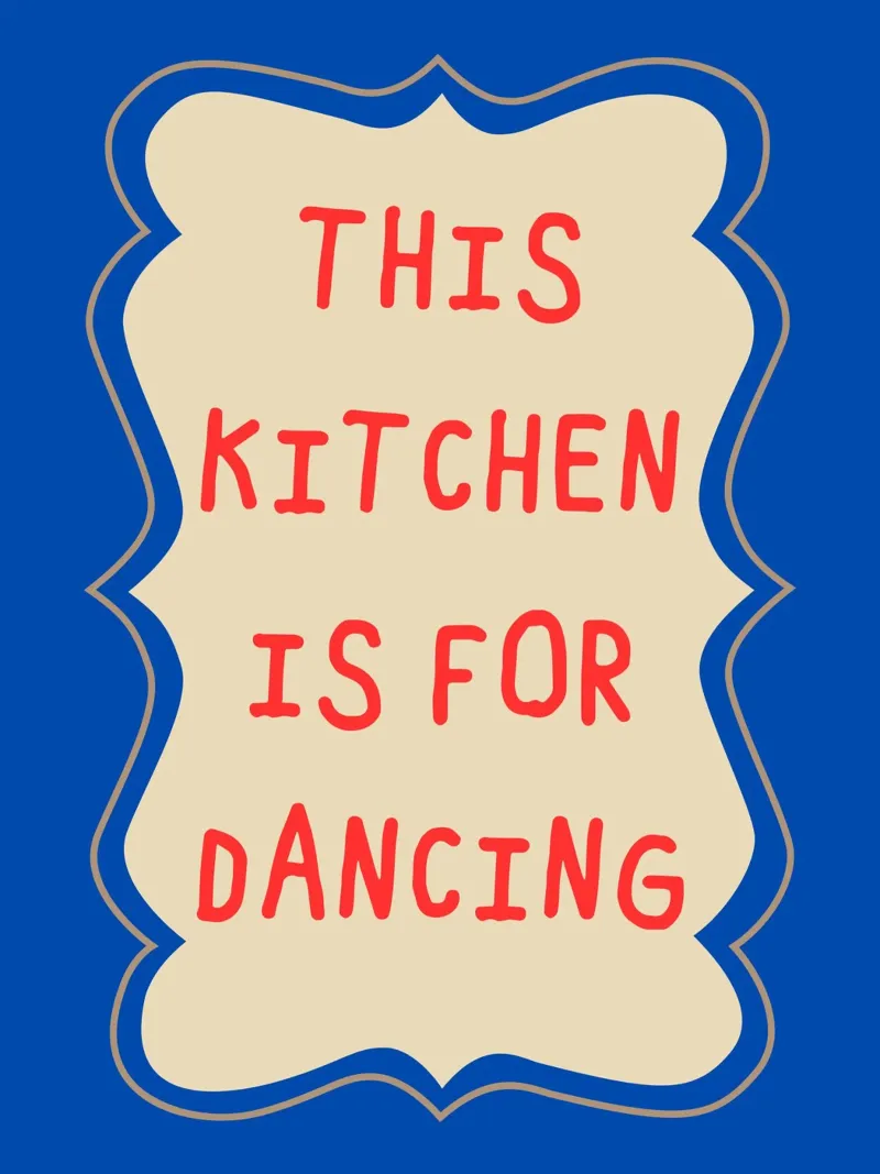 This kitchen is for dancing poster con telaio in alluminio da edsonramosart
