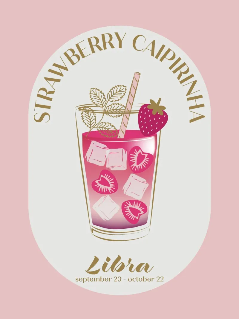 Cocktail Caipirinha alla fragola Segno zodiacale poster con telaio in plastica da cafelab