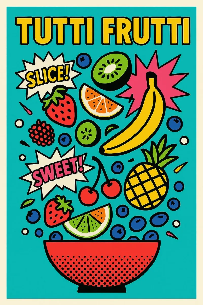 Explosion Tutti Frutti – Un bol de pop acidulée pellicola backlit da Pop and Fruits - Affiches & posters