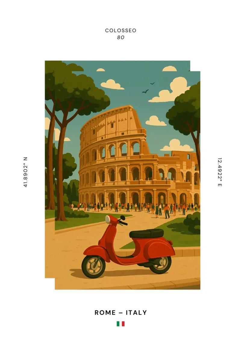 SIGHTS / Rom "Kolosseum" poster con telaio in legno da typealive