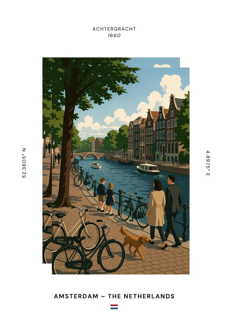 SIGHTS / Amsterdam "Grachten" poster con telaio in alluminio da typealive