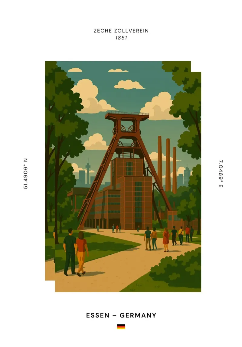 SIGHTS / Essen im Ruhrgebiet "Zeche Zollverein" poster con telaio in plastica da typealive