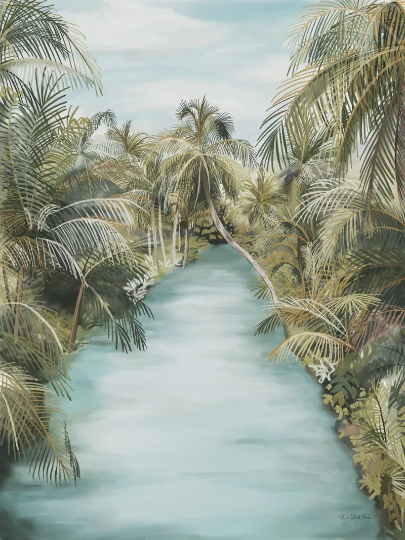 Filippine Giungla Fiume Isola di Siargao Acquerello Tropicale poster con telaio in legno da This Wild Soul - Illustration