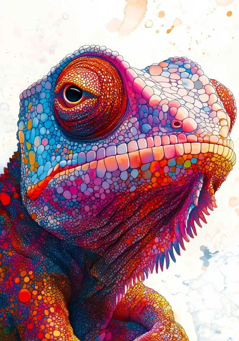 Camaleonte animale d'arte pannello forex da Justyna Jaszke JBJart