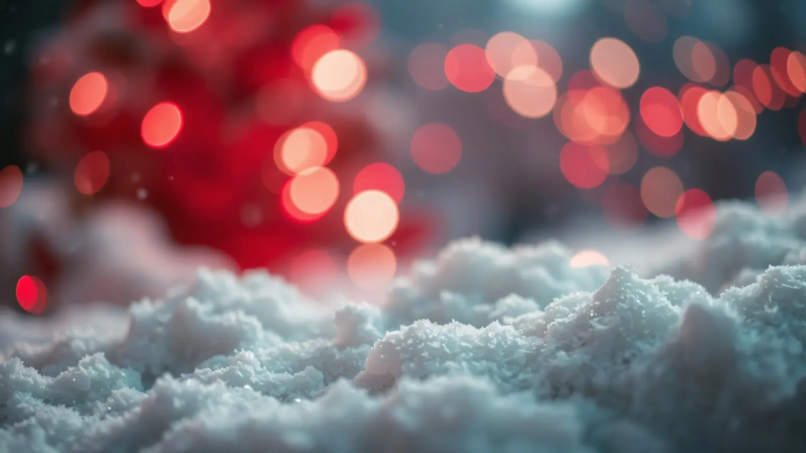 Luminose luci natalizie illuminano la neve soffice pellicola backlit da DesignDoodle